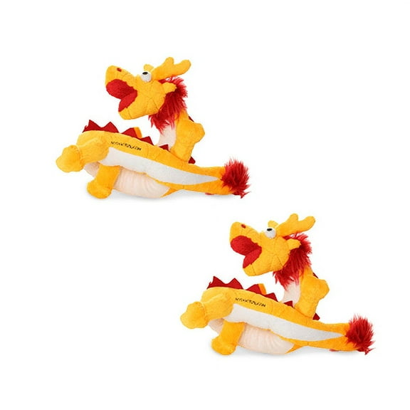 Mighty Jr Dragon Yellow Durable Plush Squeaky Dog Toy, 2 Pack