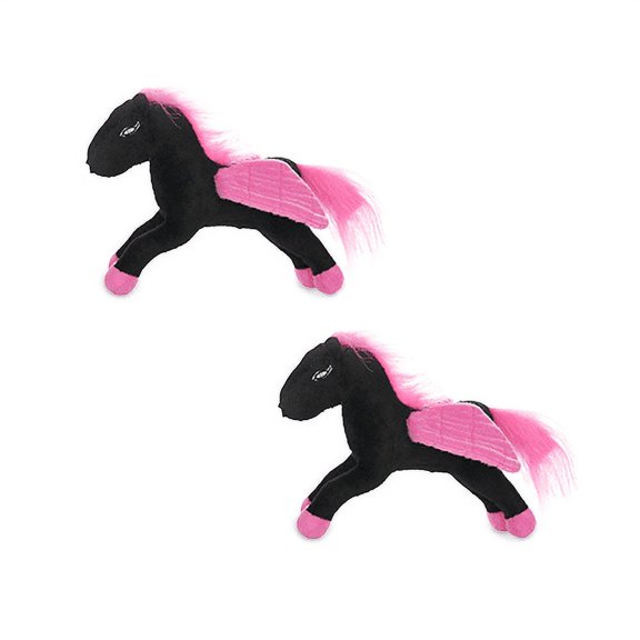 Mighty Jr Liar Pegasus Black Pink Durable Plush Squeaky Dog Toy, 2 Pack