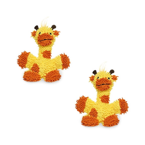 Mighty Jr Microfiber Ball Giraffe Durable Plush Squeaky Dog Toy, 2 Pack