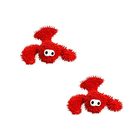 Mighty Jr Microfiber Ball Lobster Durable Plush Squeaky Dog Toy, 2 Pack