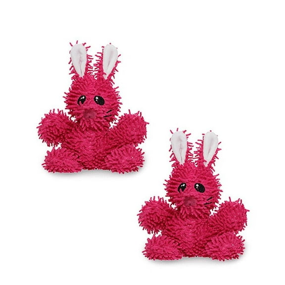 Mighty Jr Microfiber Ball Rabbit Durable Plush Squeaky Dog Toy, 2 Pack
