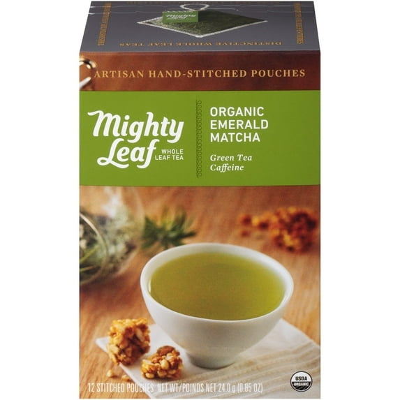 Mighty Leaf Organic Emerald Matcha Whole Leaf Tea 12 Pyramid Pouches, 0.85 oz