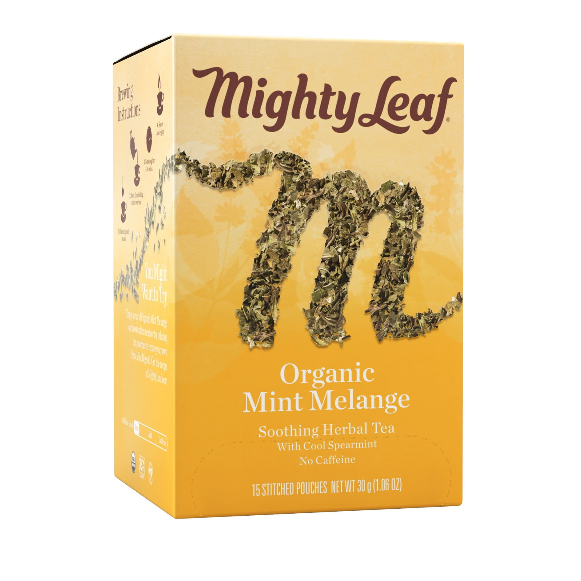 Mighty Leaf Tea Organic Mint Melange, Herbal Tea, 15 tea bags