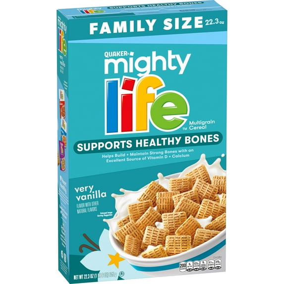 Mighty Life Cereal Vanilla, Supports Healthy Bones, Family Size 22.3 oz