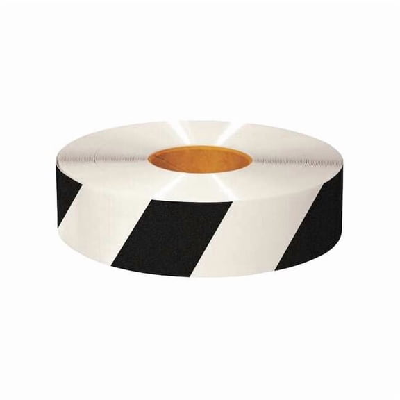 Mighty Line Floor Marking Tape, Rubber, No Legend, Black, White, 3 in W. 3RWCHV