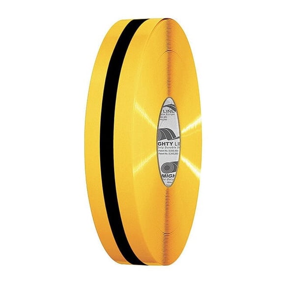 Mighty Line Floor Tape,Black/Yellow,2 inx100 ft,Roll 2RYBLKCTR