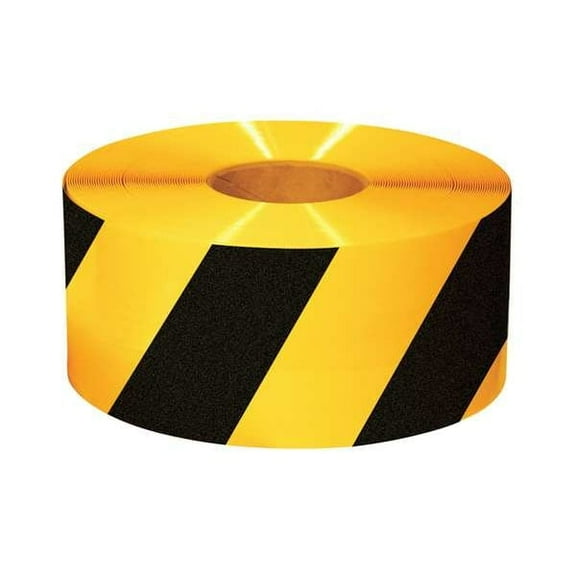 Mighty Line Floor Tape,Black/Yellow,6 inx100 ft,Roll 6RYCHV