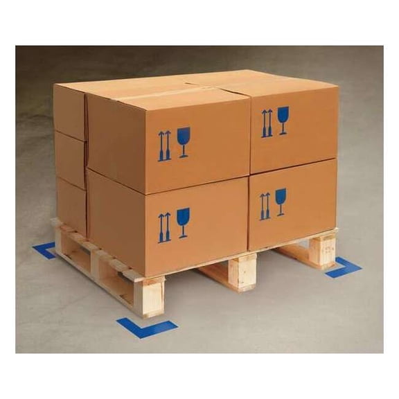 Mighty Line Floor Tape,Blue,2 inx6 in,L,PK100 ANGLEB