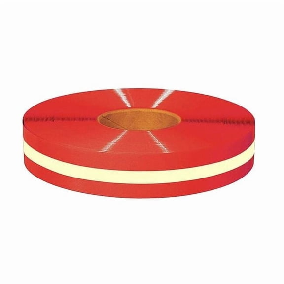 Floor Marking Tape, vinyl, Solid with Center Line, Red, 2 in W. 2RRLUM