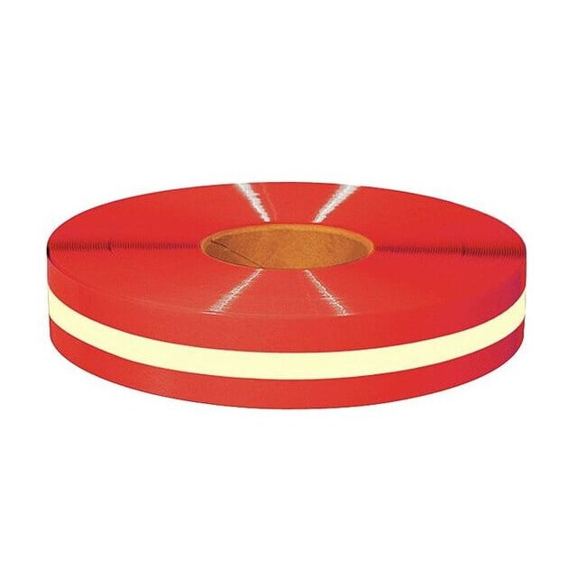 Floor Marking Tape, vinyl, Solid with Center Line, Red, 2 in W. 2RRLUM
