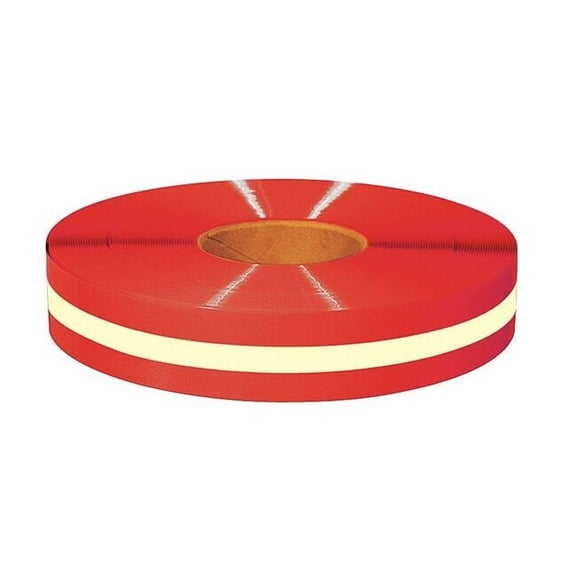 Floor Marking Tape, vinyl, Solid with Center Line, Red, 2 in W. 2RRLUM