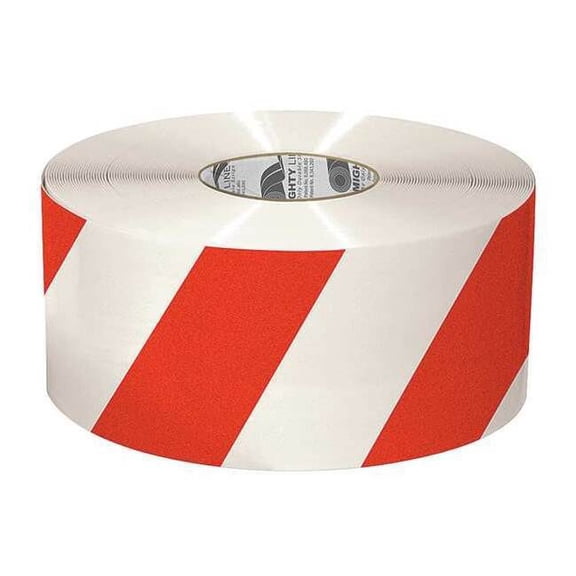 Mighty Line Floor Tape,Red/White,6 inx100 ft,Roll 6RWCHVRED