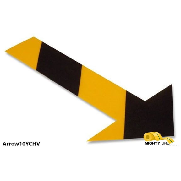 Mighty Line, Yellow and Black Chevron, Arrow, 10" by 6", pack of 50