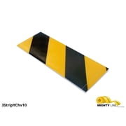 Mighty Line, Yellow and Black Hazard, 3" by 10" Segments, Peel and Stick 10" Strips