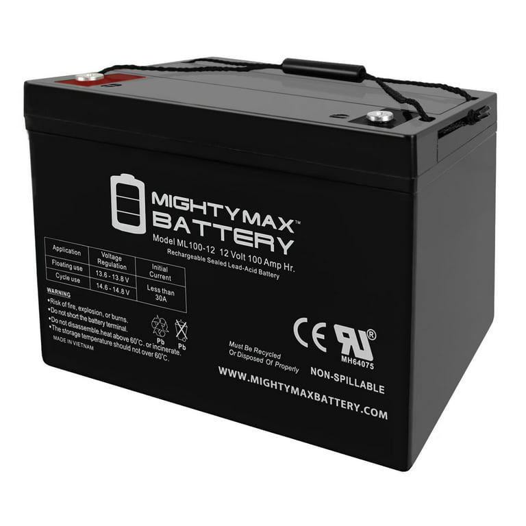 Mighty Max 12V 100AH Battery for Solar Wind Deep Cycle VRLA 12V 24V 48V 