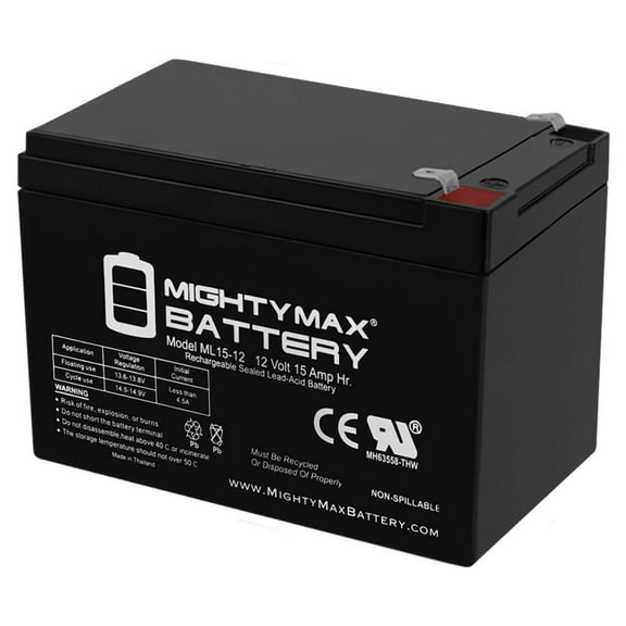 Mighty Max Battery ML15-12 - 12 Volt 15 AH, F2 Terminal, Rechargeable SLA AGM Battery