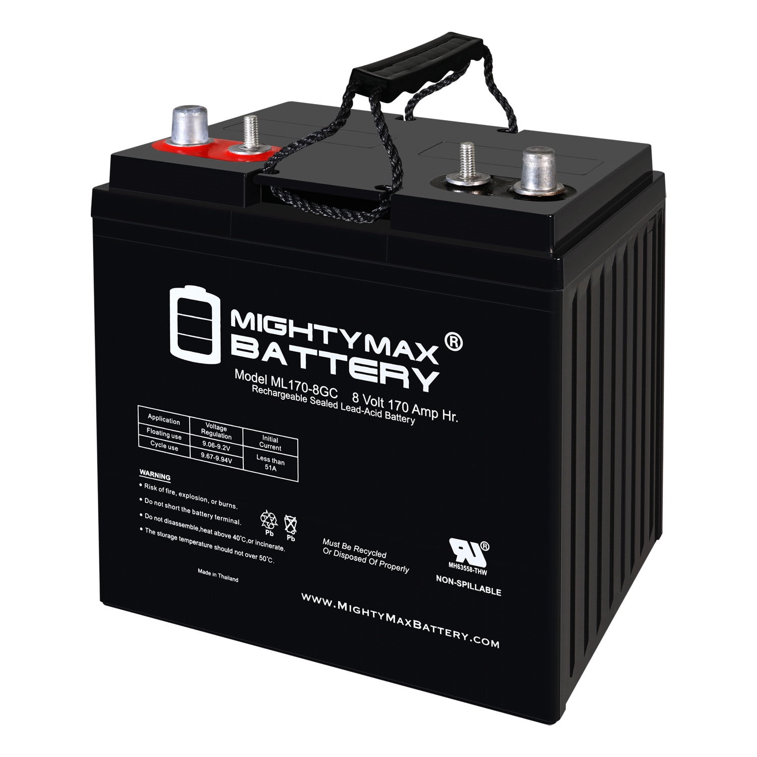 Mighty Max Battery ML170-8GC - 8 Volt 170 AH, Dual Terminal