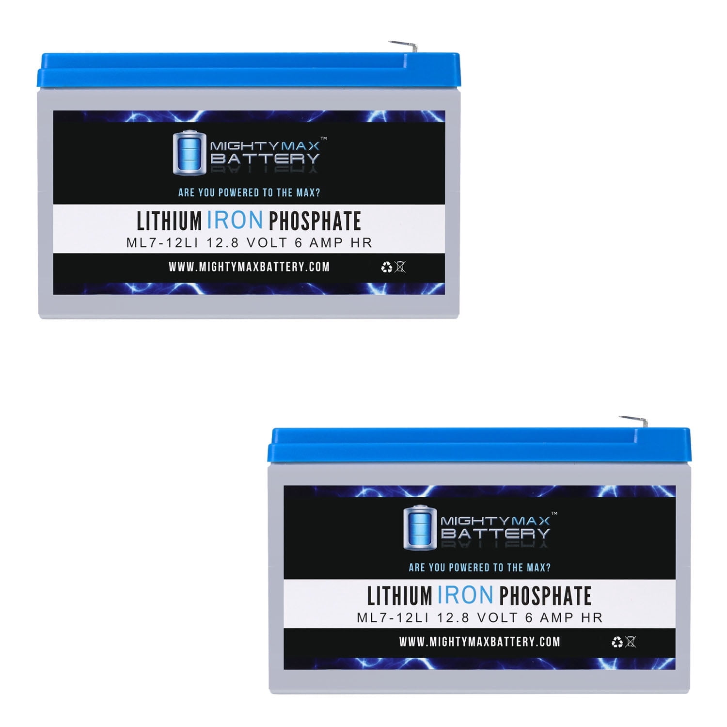 Mighty Max Battery ML7-12LI - 12 Volt 7 AH Deep Cycle Lithium Iron Phosphate (LiFePO4) Rechargeable and Maintenance Free Battery - Pack of 2
