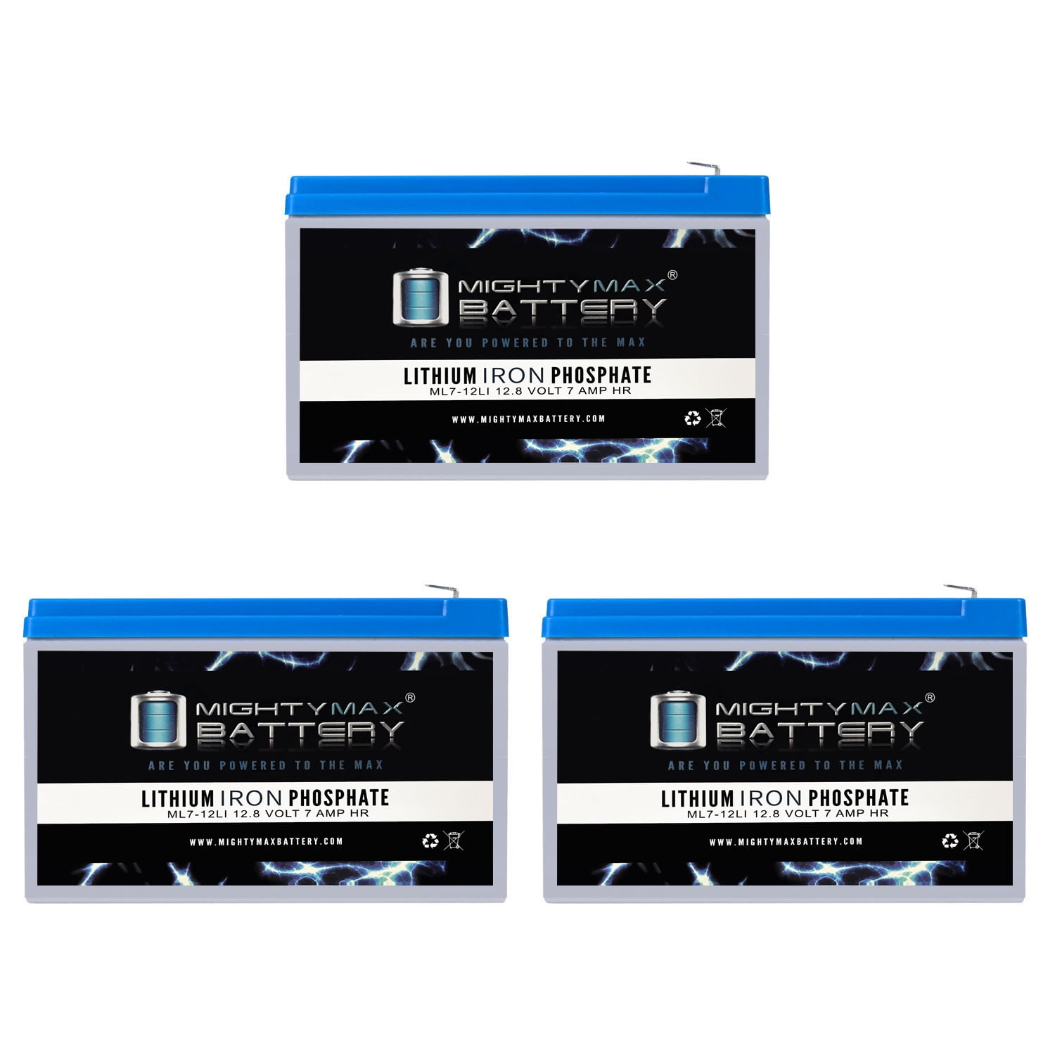 Mighty Max ML7-12 12V 7.2AH SLA Battery Pack Of 10 - Sealed Lead Acid, Maintenance-Free, UL Certified