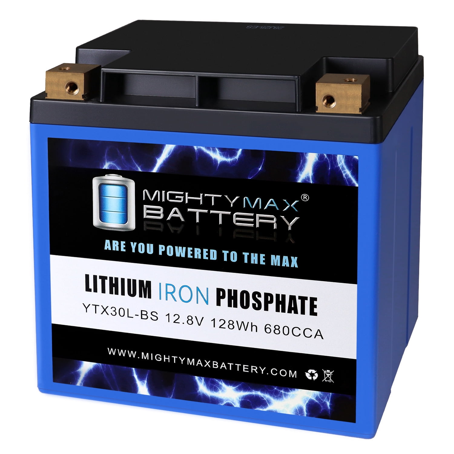Mighty Max Battery YTX30L-BS LIFEPO4 - 12 Volt 30 AH, 680 CCA, Lithium Iron Phosphate (LiFePO4) Battery