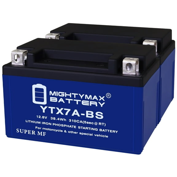Mighty Max Battery YTX7A-BS LIFEPO4 - 12 Volt 6 AH, 260 CCA, Lithium Iron Phosphate (LiFePO4) Battery - Pack of 2