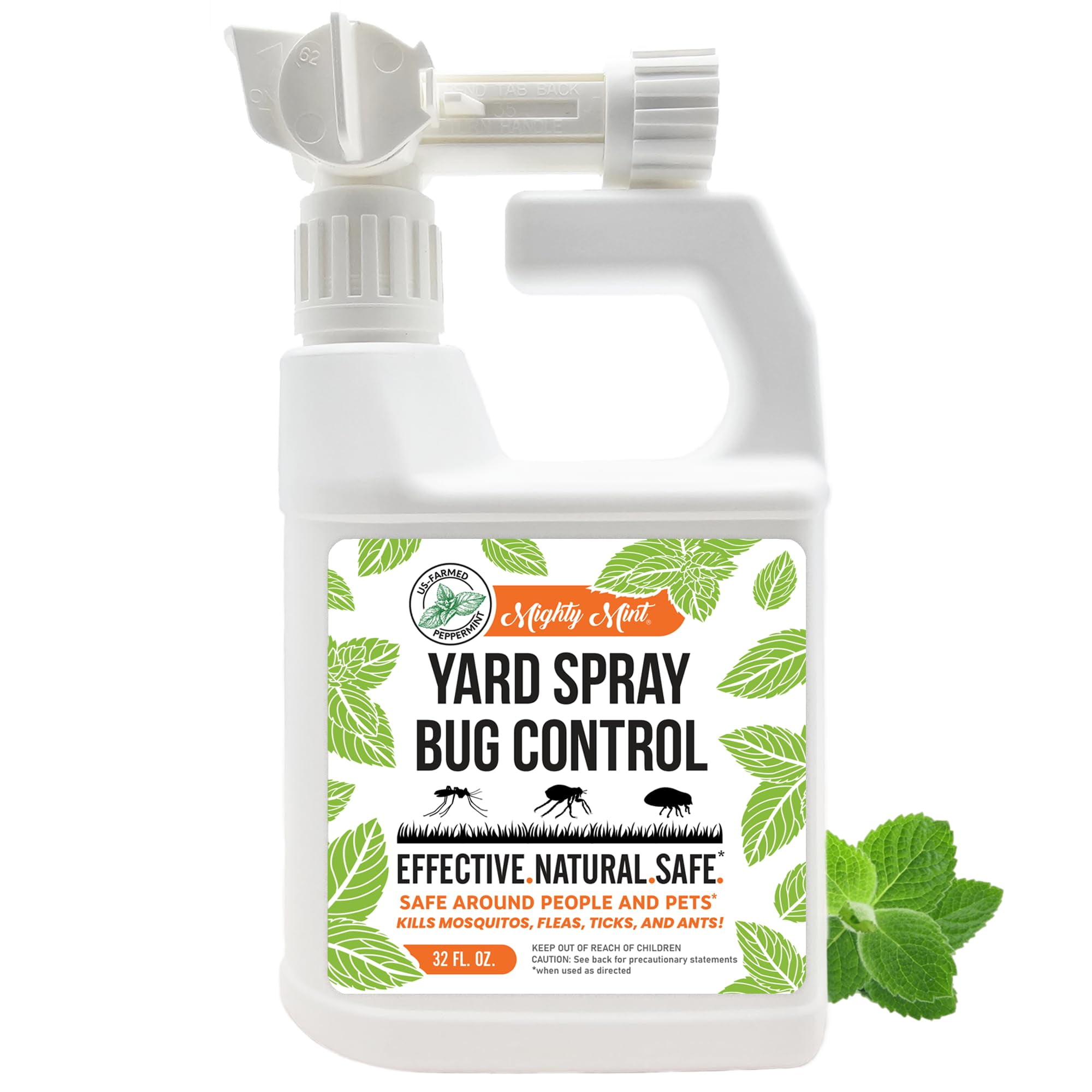 Mighty Mint 32oz Peppermint Bug Control Natural Lawn Spray for Fleas, Ticks, Mosquitos, Ants