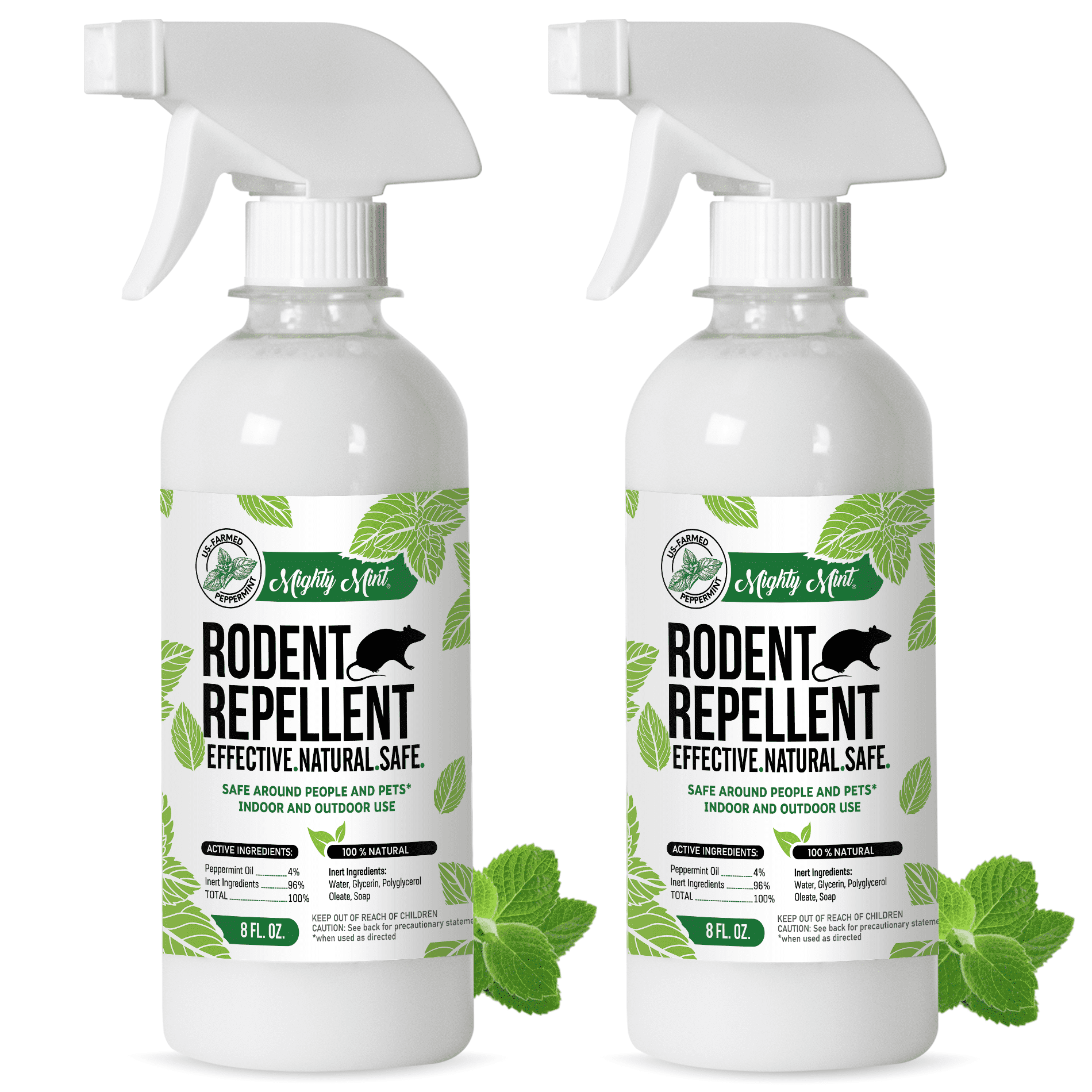 Mighty Mint 8oz Peppermint Oil Rodent Repellent Spray - 2 Pack