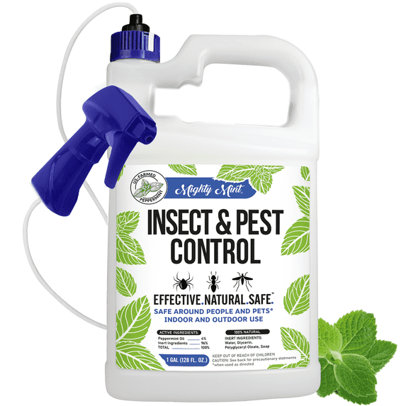 Mighty Mint Insect & Pest Control Peppermint Oil Spray for Spiders, Ants, Insects, 128 oz Gallon