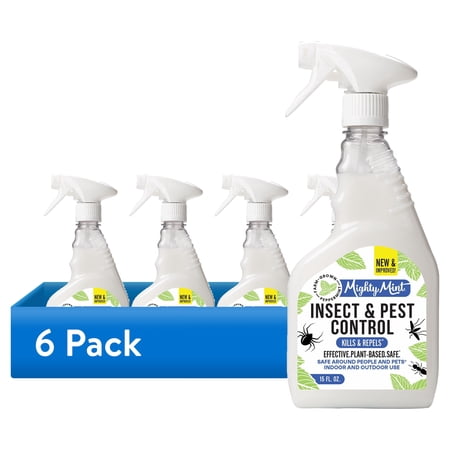 (6 pack) Mighty Mint Peppermint Oil Insect Repellent Spray – Indoor & Outdoor Bug Control for Spiders, Ants, Roaches, and More – Plant-Based, Extra-Strong Formula - 15 fl oz