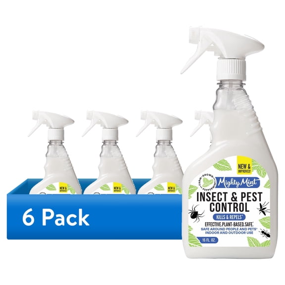 (6 pack) Mighty Mint Peppermint Oil Insect Repellent Spray – Indoor & Outdoor Bug Control for Spiders, Ants, Roaches, and More – Plant-Based, Extra-Strong Formula - 15 fl oz