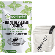 Mighty Mint Rodent Repellent/Deterrent Pouches, Peppermint, Cinnamon & Castor Oil, 5 CT
