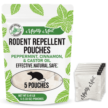 Mighty Mint Rodent Repellent/Deterrent Pouches, Peppermint, Cinnamon & Castor Oil, 5 CT