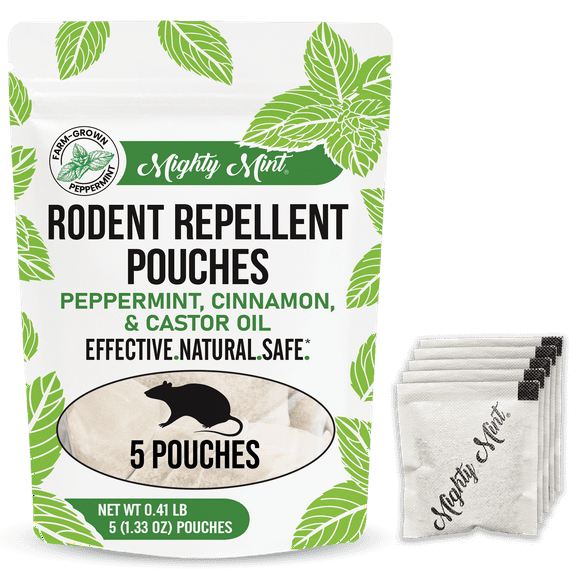 Mighty Mint Rodent Repellent/Deterrent Pouches, Peppermint, Cinnamon & Castor Oil, 5 CT
