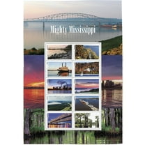 Mighty Mississippi USPS Forever Postage Stamp 1 Sheet of 10 US First Class Postal Rivers Nature Wedding Celebration Letters (10 Stamps)