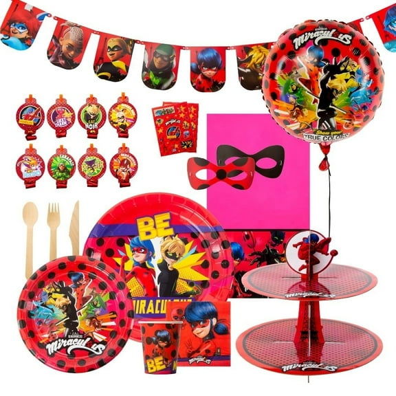 Mighty Mojo Miraculous Ladybug Party Kit 126pc Birthday Decoration Supplies