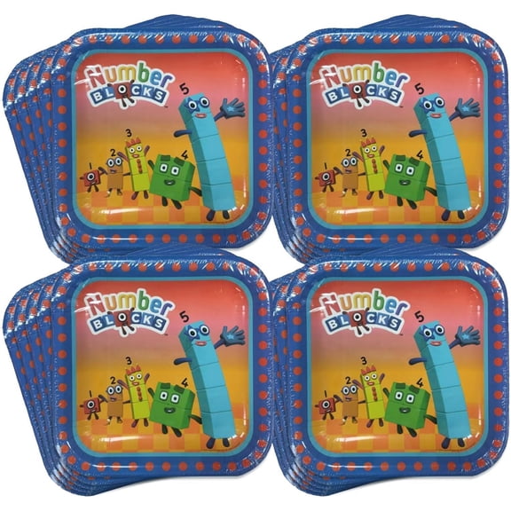 Mighty Mojo Numberblocks Party Plates, 20 Count 9-Inch Disposable Plates for Kids Birthday Parties, Lunches, Desserts, and Celebrations