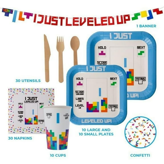 Mighty Mojo Tetris Party in a Box Retro Video Game Birthday Decor Kit