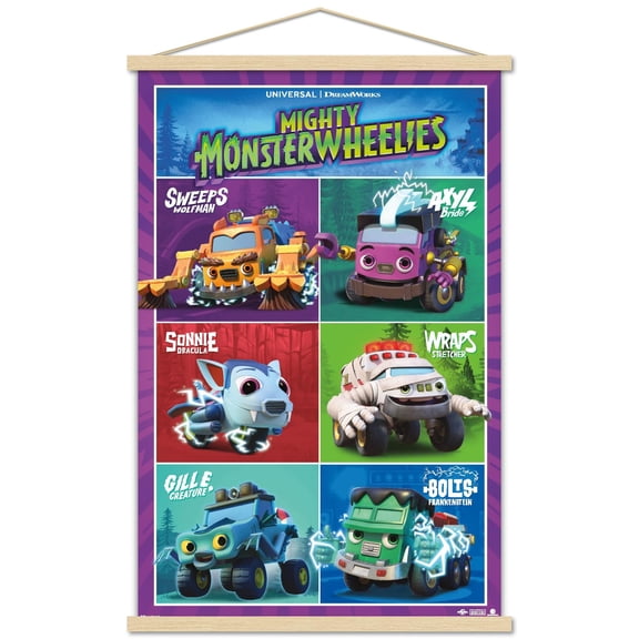 Mighty Monster Wheelies (2024) - Grid Wall Poster with Magnetic Frame, 22.375" x 34"