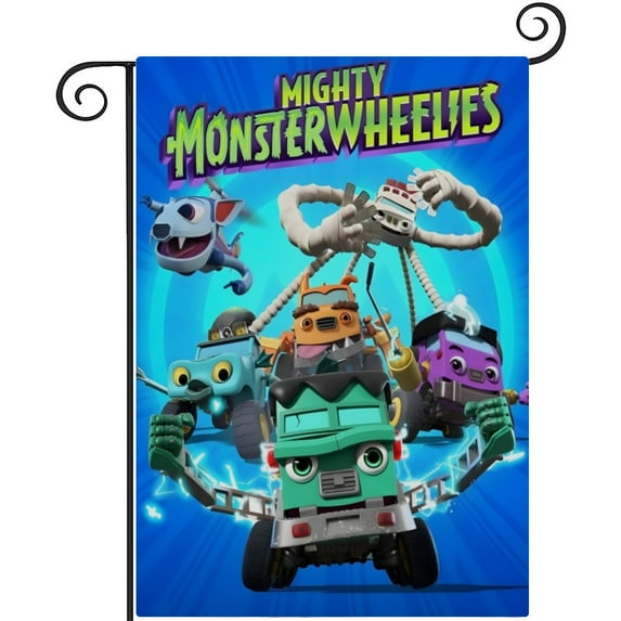 Mighty MonsterWheelies-themed Garden Flag. Perfect gift for fans, friends, and family members, and suitable for outdoor activities, party decorations11''x18''