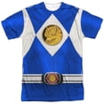 thumbnail image 1 of Mighty Morphin Power Rangers Blue Ranger Emblem Mens Sublimation Polyester Shirt White, 1 of 2