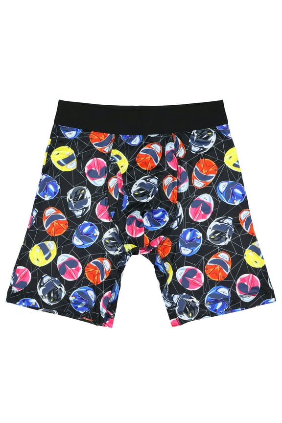 Mighty Morphin Power Rangers Boxer Briefs Men's All-Over Helmet Print Tight Fit Underwear