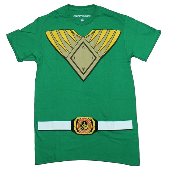 Mighty Morphin Power Rangers Mens T-Shirt - Green Ranger Fancy Costume Front (X-Small)
