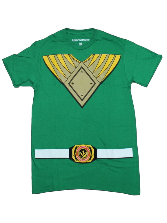 Mighty Morphin Power Rangers Mens T-Shirt - Green Ranger Fancy Costume Front (X-Small)