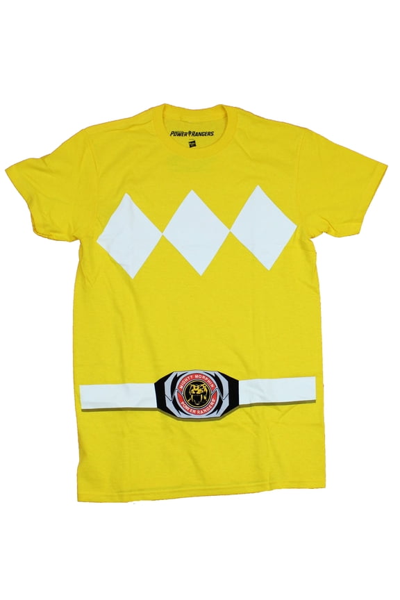 Mighty Morphin Power Rangers Mens T-Shirt  - Yellow Ranger Costume (Large)