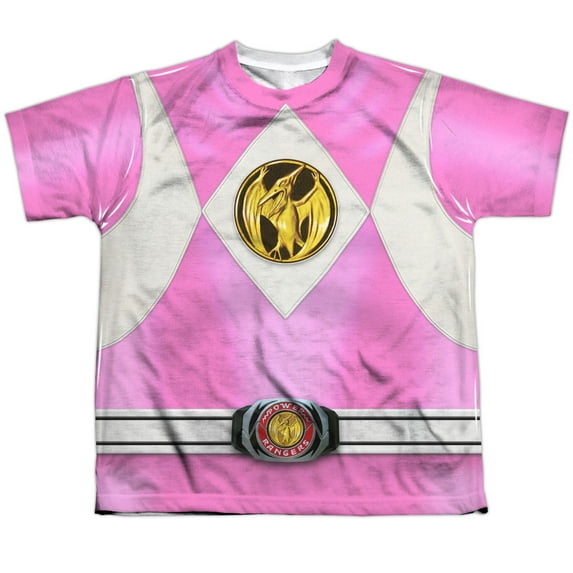 Mighty Morphin Power Rangers Pink Ranger Emblem Big Boys Youth Sublimation Polyester Shirt