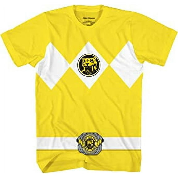 Mighty Morphin Power Rangers Red Blue Yellow Pink Green Black White Blue Costume T-Shirt