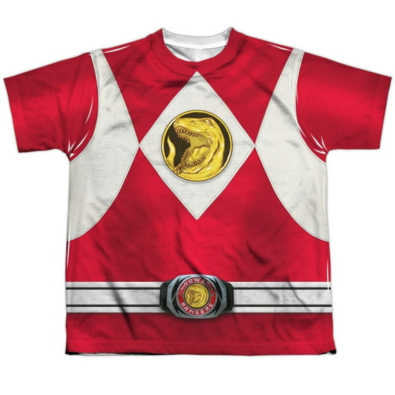 Mighty Morphin Power Rangers Red Ranger Emblem (Front Back Print) Big Boys Shirt