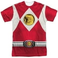 thumbnail image 1 of Mighty Morphin Power Rangers Red Ranger Emblem Mens Sublimation Polyester Shirt White, 1 of 2