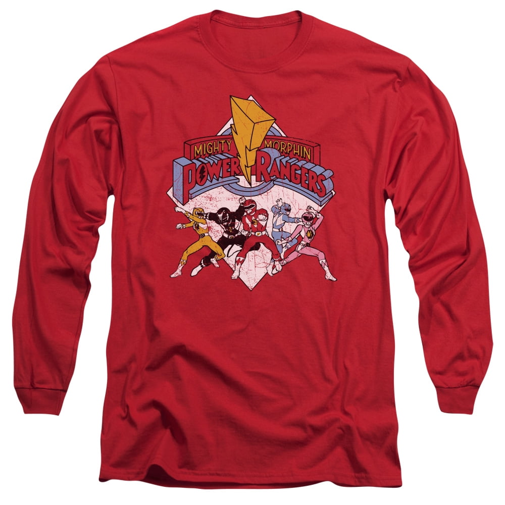 Mighty Morphin Power Rangers Retro Rangers Mens Long Sleeve Shirt ...
