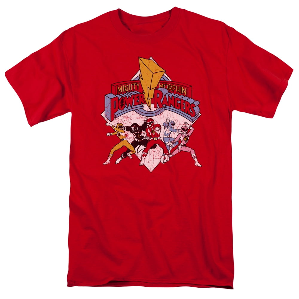 Mighty Morphin Power Rangers Retro Rangers Mens Short Sleeve Shirt ...